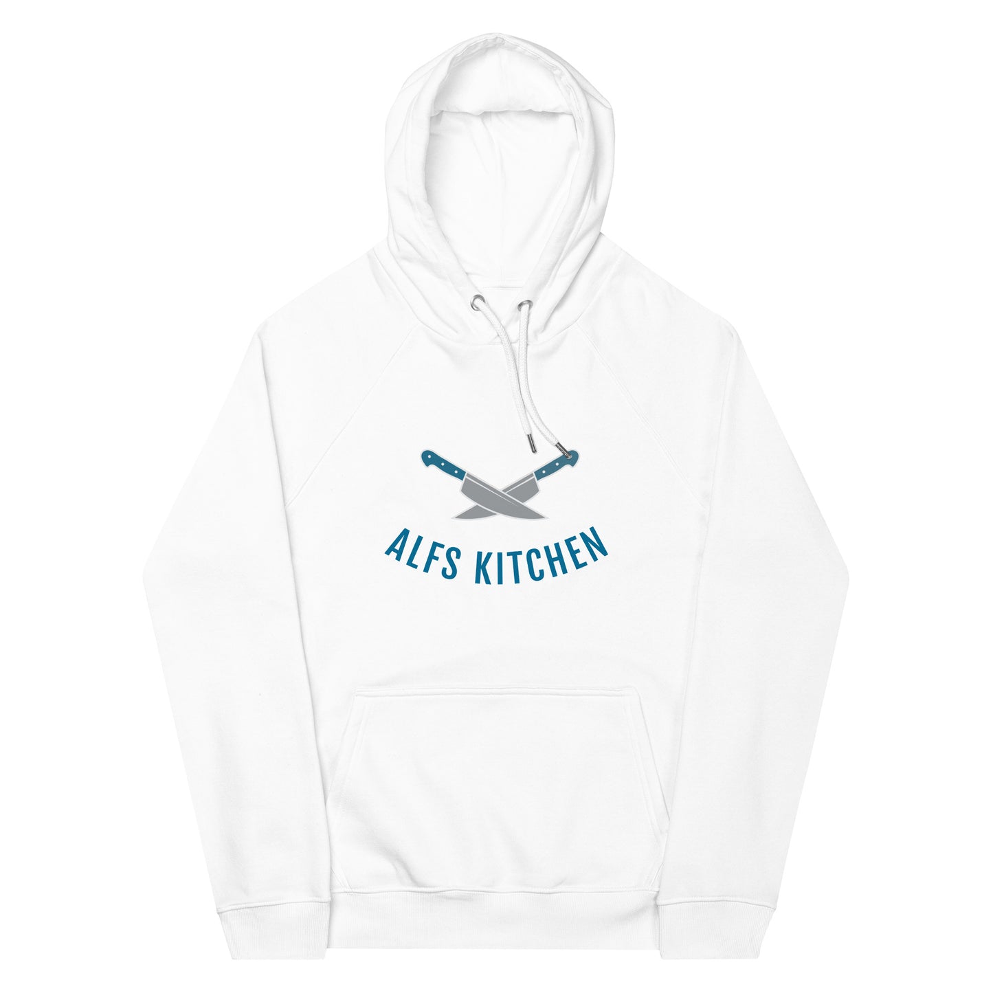 Alf's Kitchen - Knife logo - Unisex eco raglan hoodie