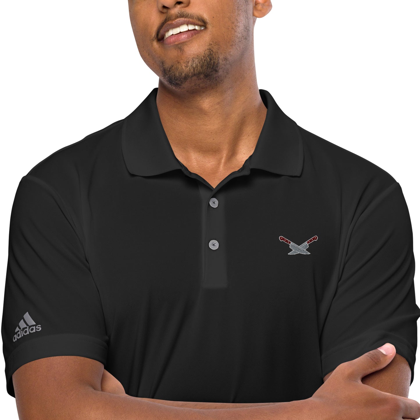 Alf's Kitchen - Knife logo - Adidas performance polo shirt