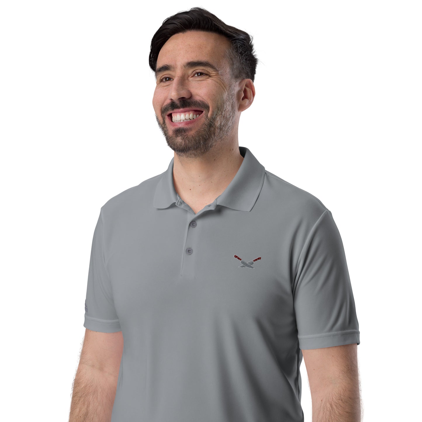 Alf's Kitchen - Knife logo - Adidas performance polo shirt