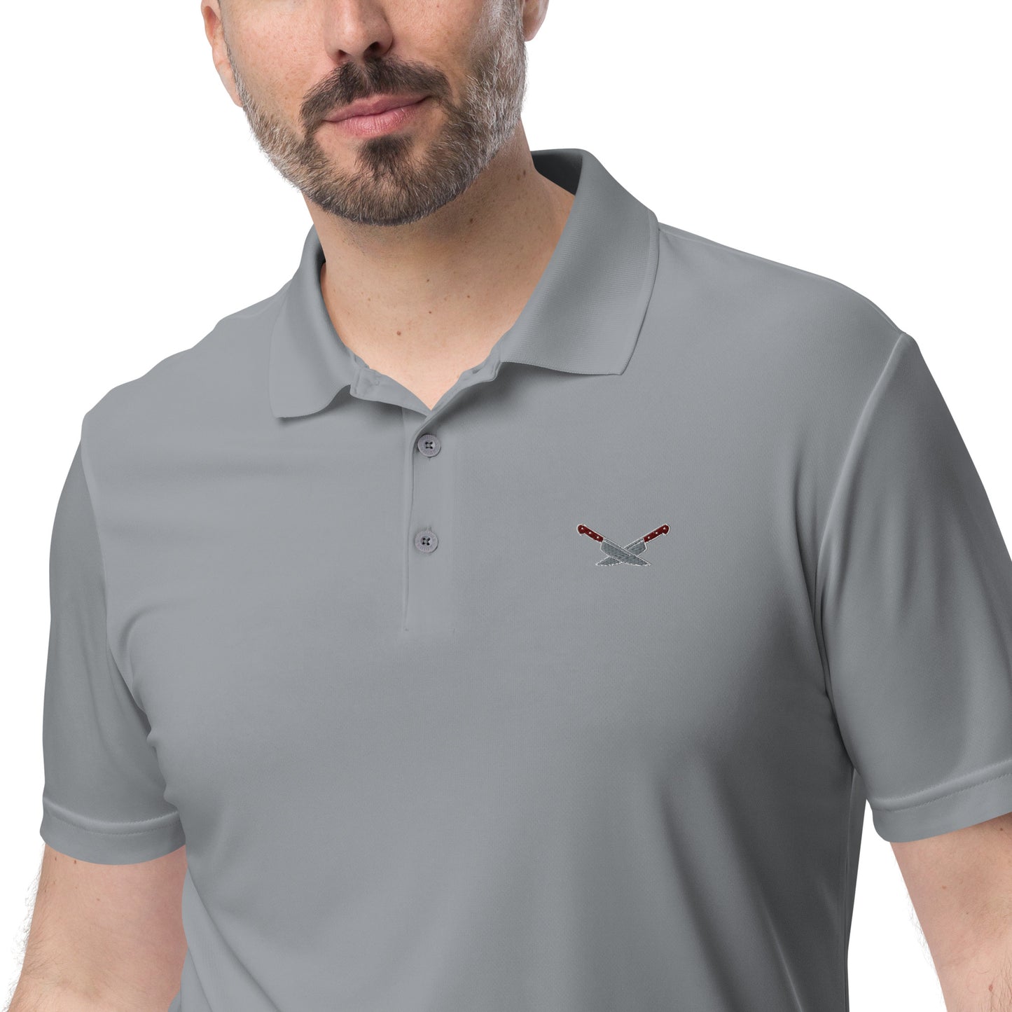 Alf's Kitchen - Knife logo - Adidas performance polo shirt