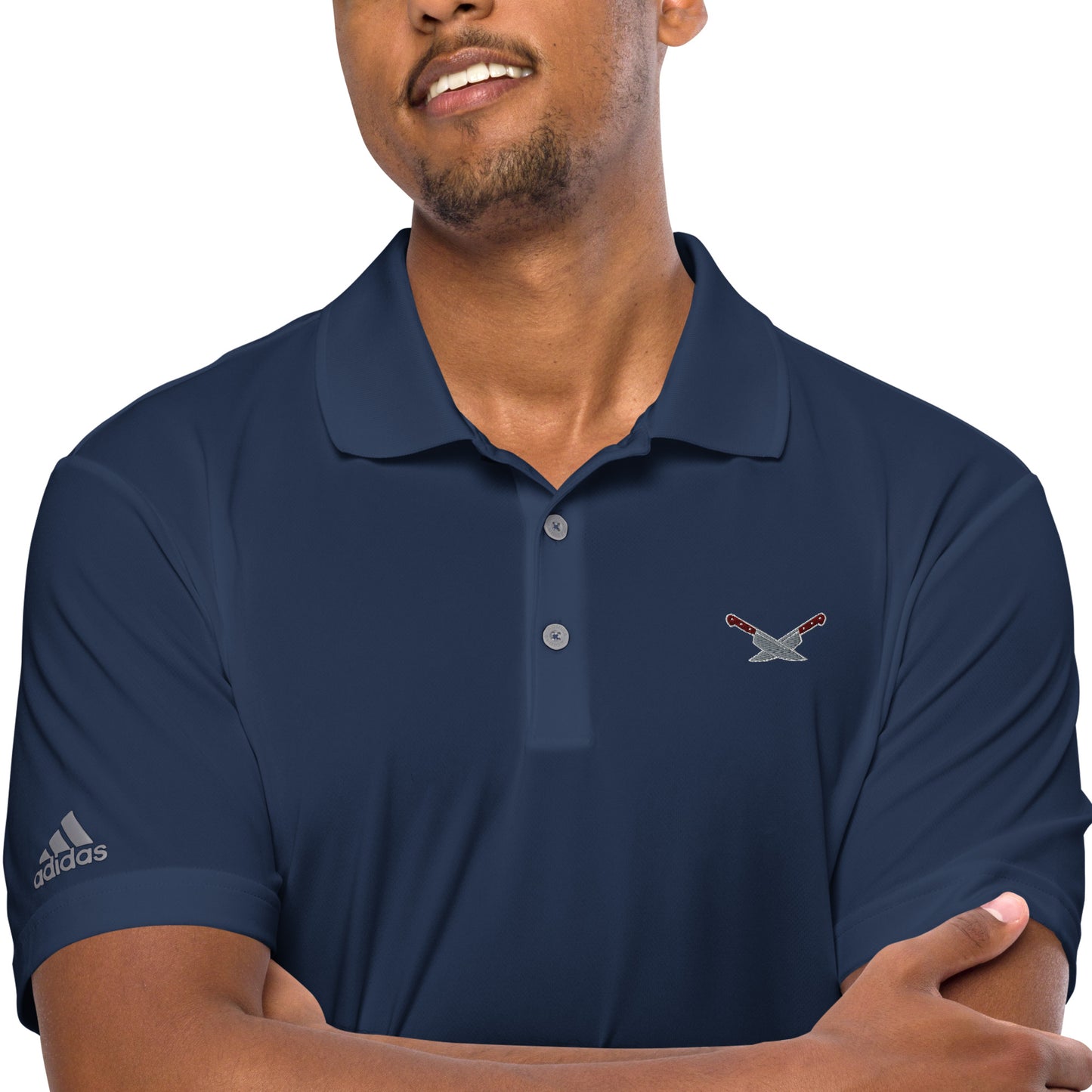 Alf's Kitchen - Knife logo - Adidas performance polo shirt