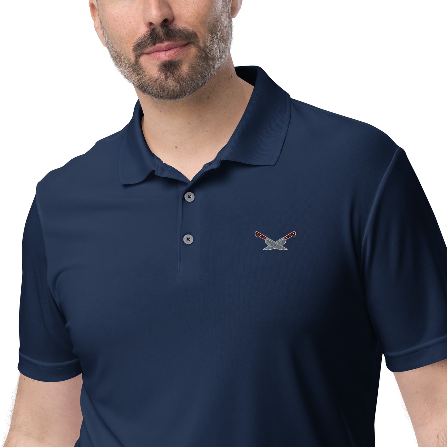 Alf's Kitchen - Knife logo - Adidas performance polo shirt