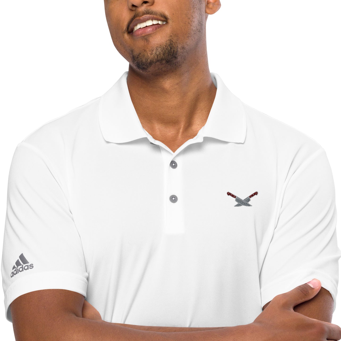 Alf's Kitchen - Knife logo - Adidas performance polo shirt