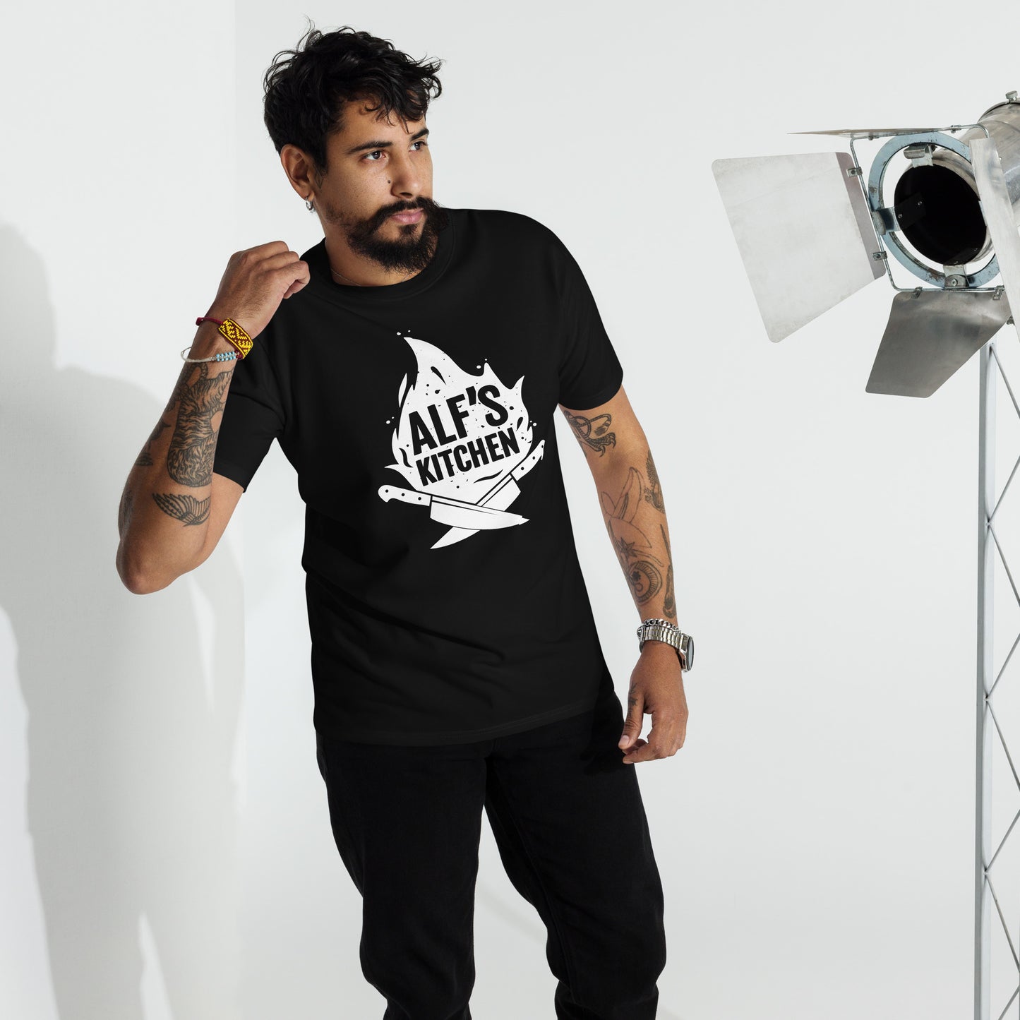 Alf's Kitchen - White Logo - Men’s premium heavyweight tee