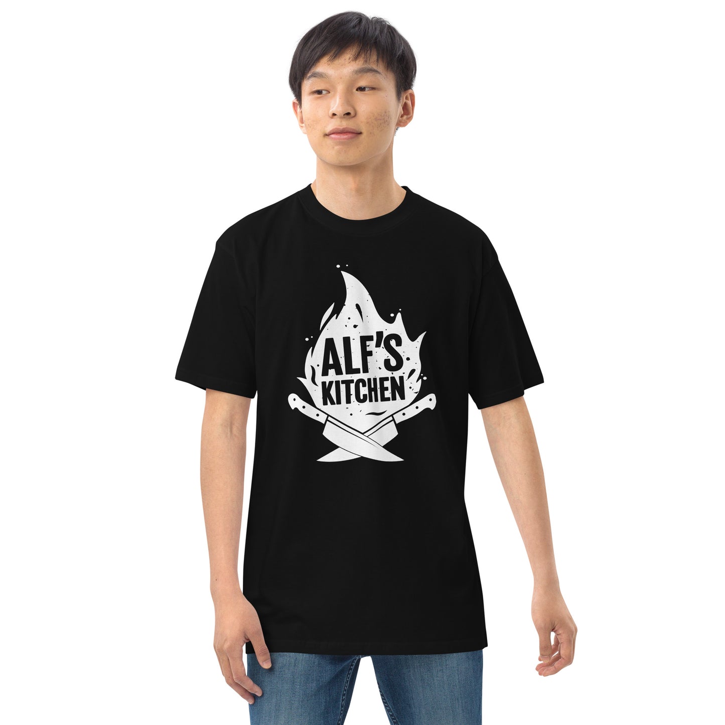 Alf's Kitchen - White Logo - Men’s premium heavyweight tee