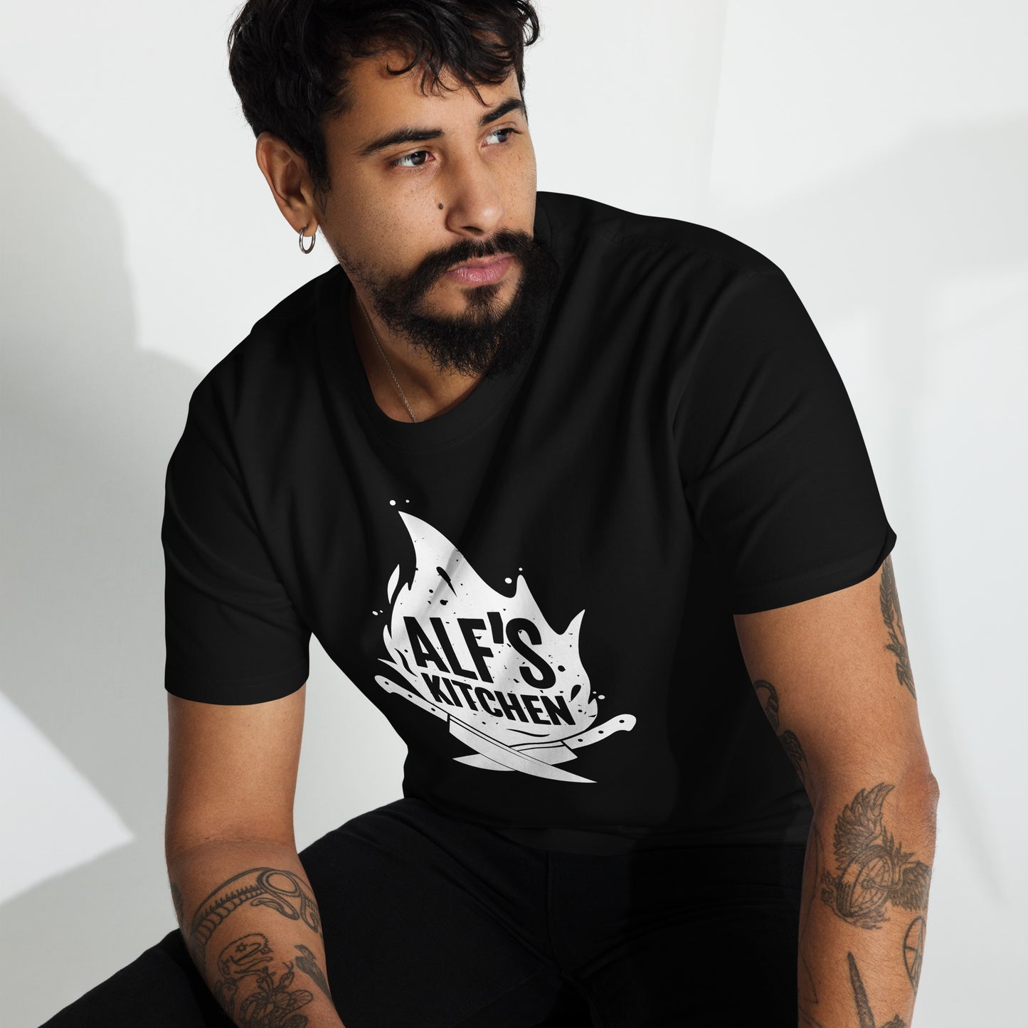 Alf's Kitchen - White Logo - Men’s premium heavyweight tee