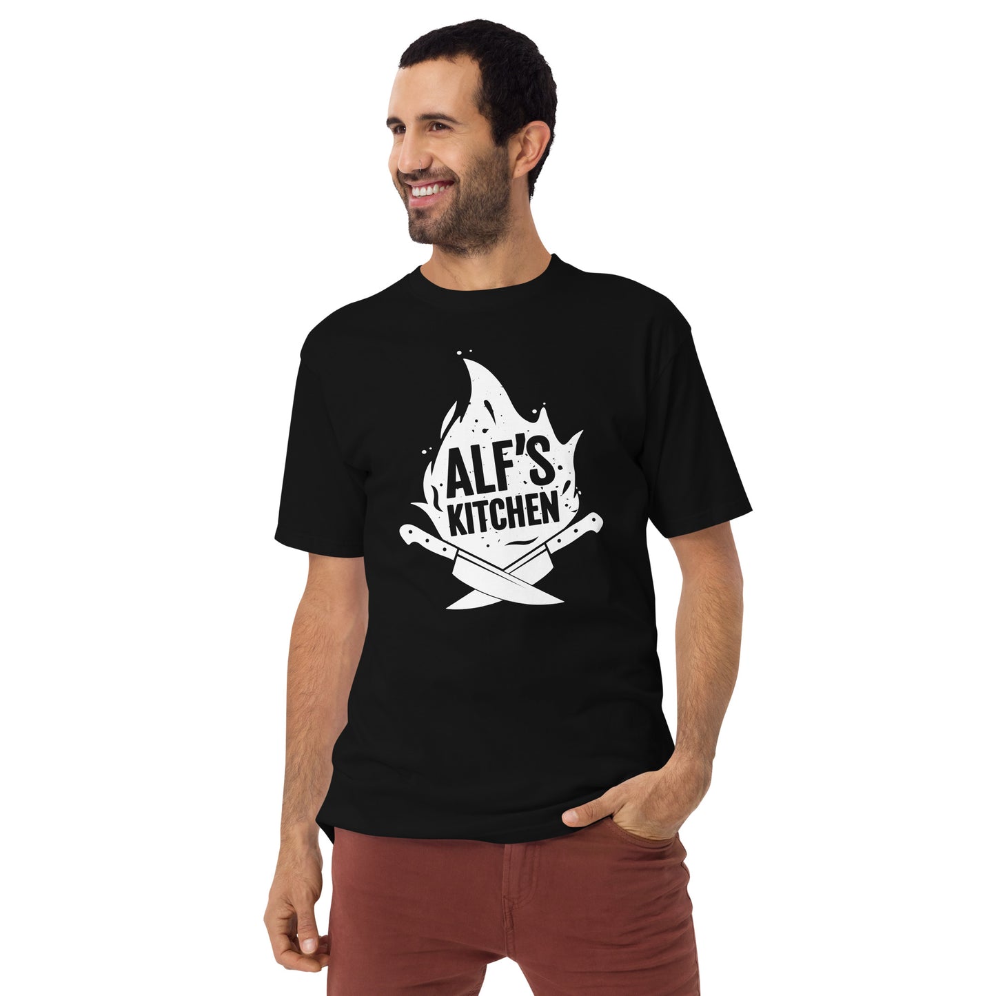 Alf's Kitchen - White Logo - Men’s premium heavyweight tee