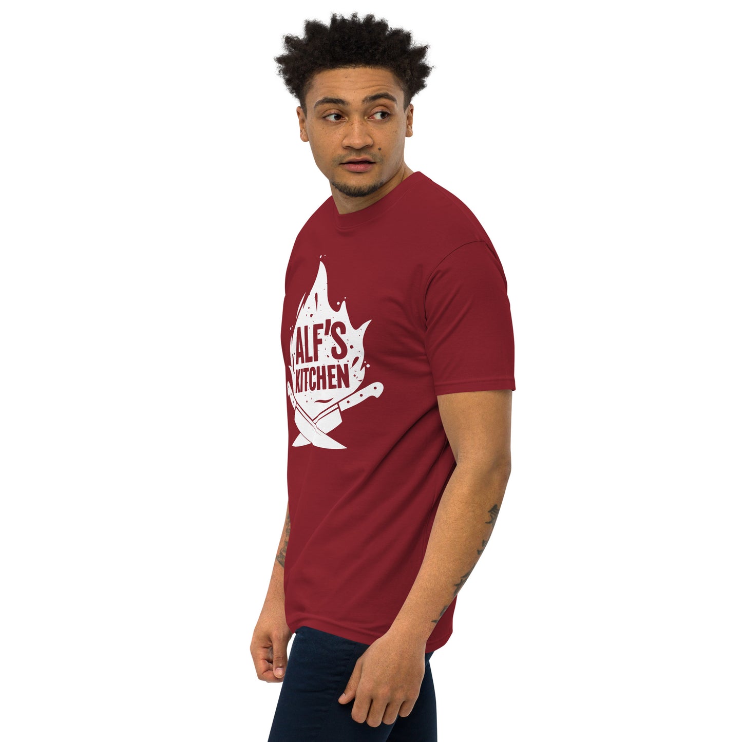 Alf's Kitchen - White Logo - Men’s premium heavyweight tee