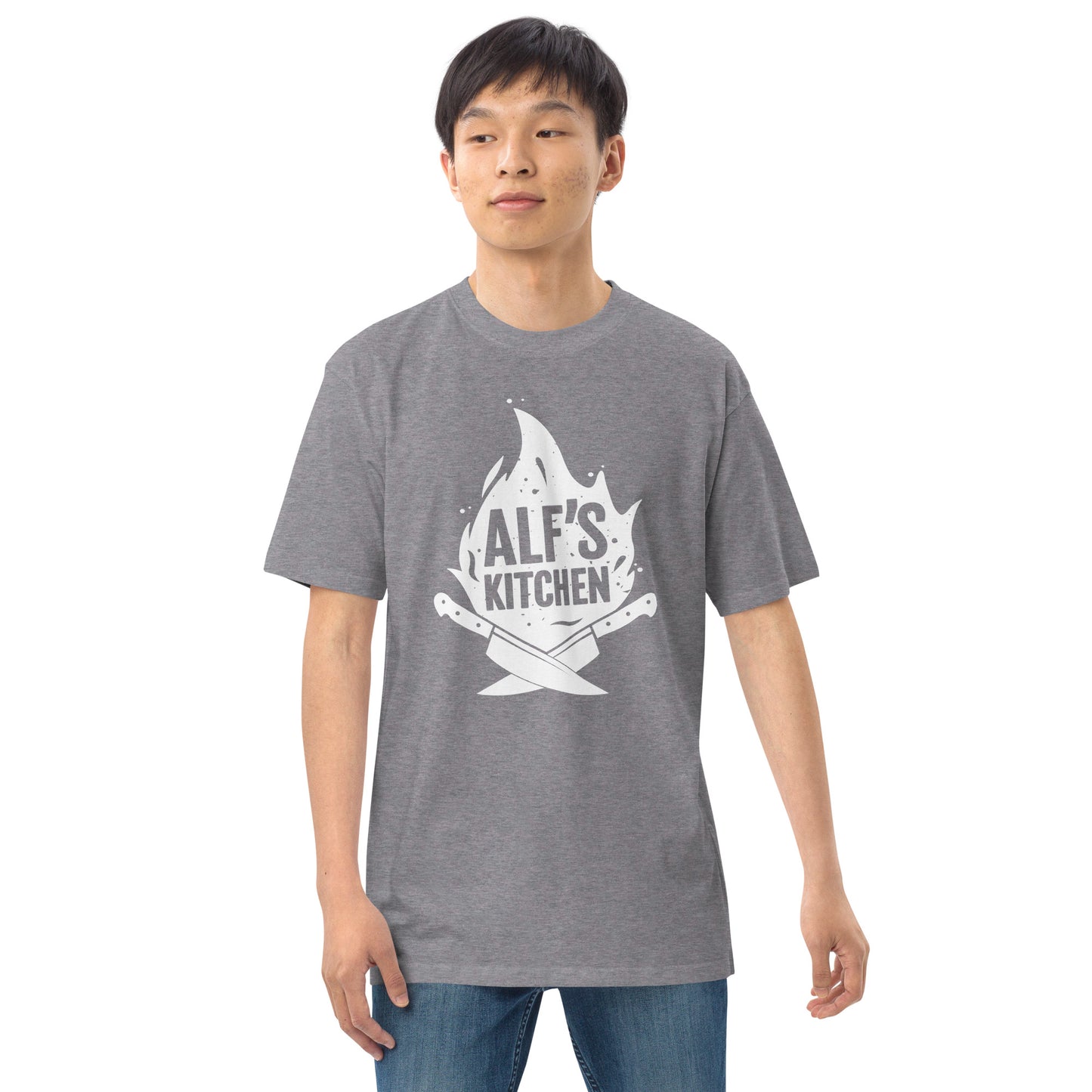 Alf's Kitchen - White Logo - Men’s premium heavyweight tee