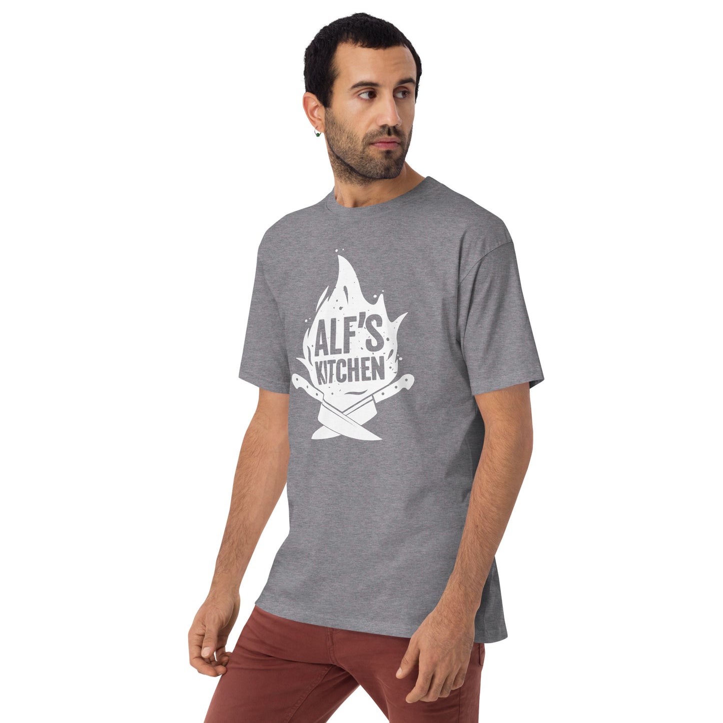 Alf's Kitchen - White Logo - Men’s premium heavyweight tee