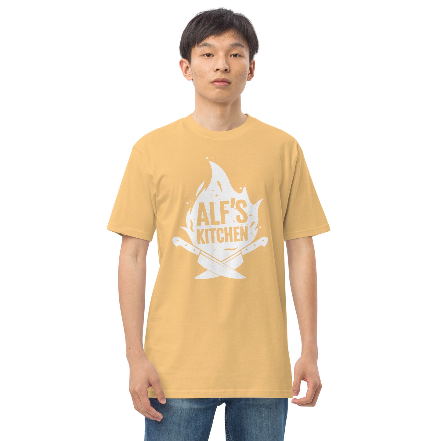 Alf's Kitchen - White Logo - Men’s premium heavyweight tee