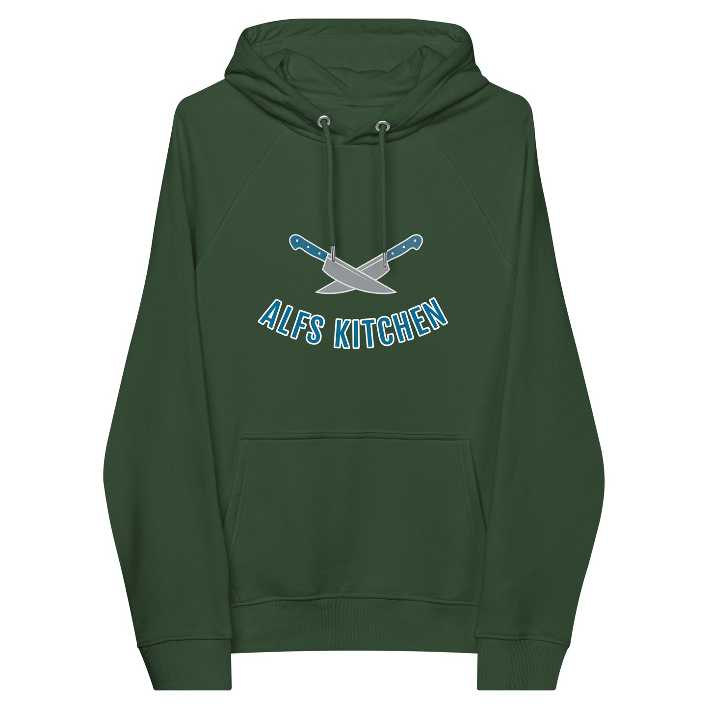 Alf's Kitchen - Knife logo - Unisex eco raglan hoodie