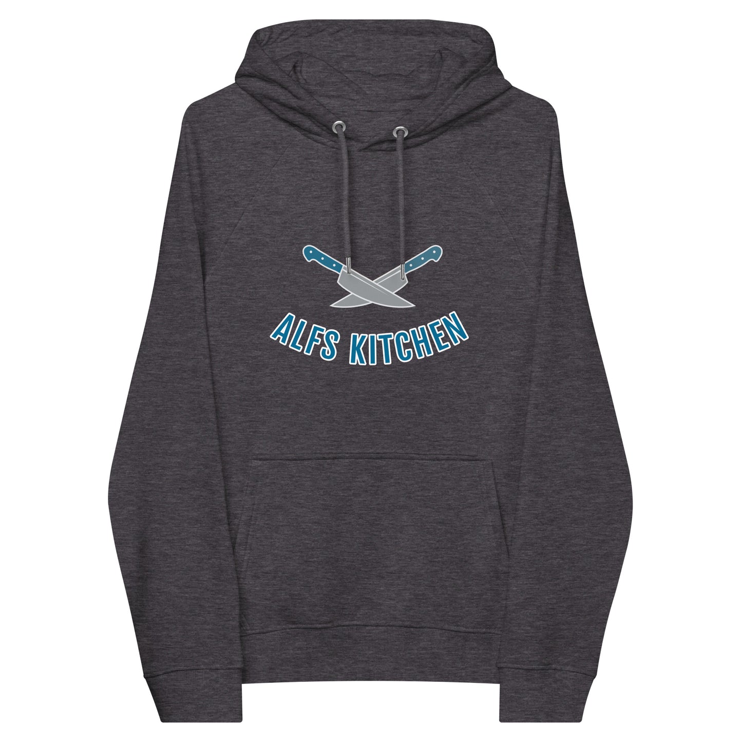 Alf's Kitchen - Knife logo - Unisex eco raglan hoodie