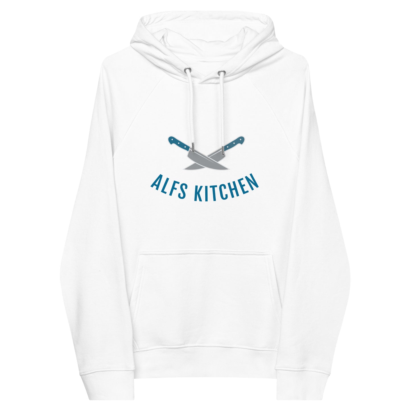 Alf's Kitchen - Knife logo - Unisex eco raglan hoodie